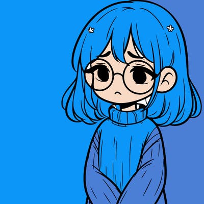 sad girl with glasses in a sweater
