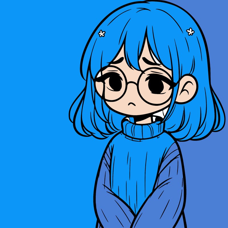 sad girl with glasses in a sweater