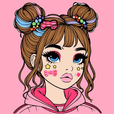 realistic girl with space buns