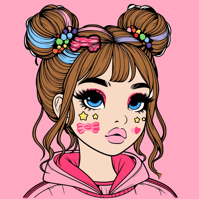 realistic girl with space buns