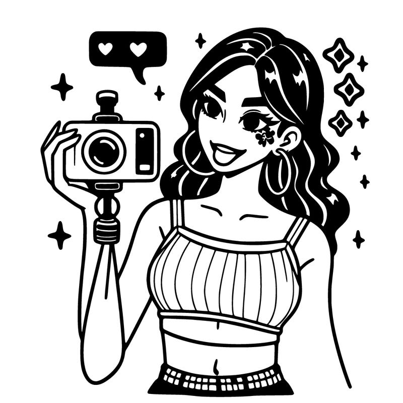 trendy girl in crop top making a tiktok