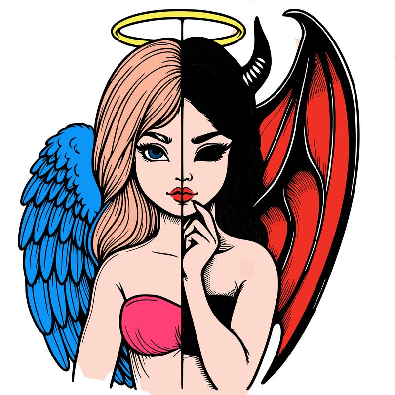 realistic angel half demon