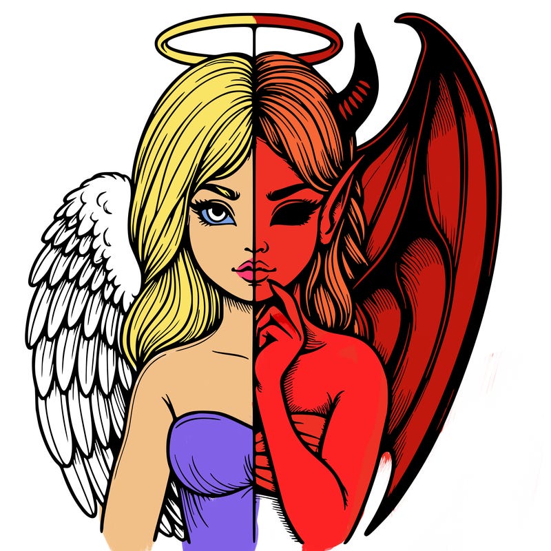 realistic angel half demon