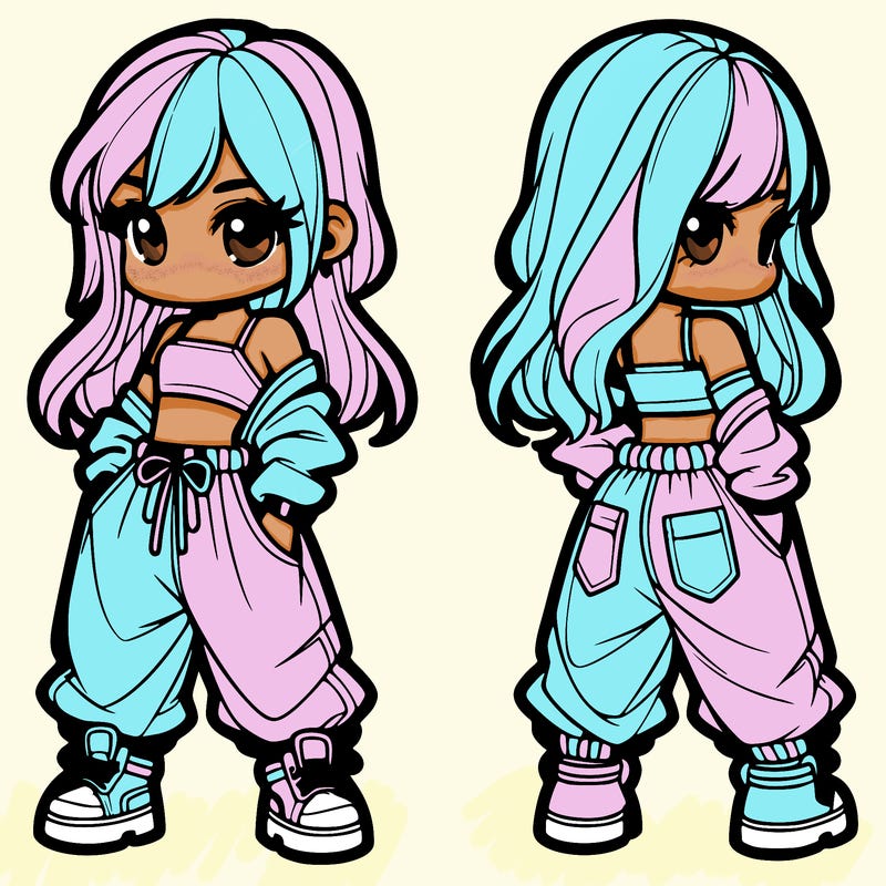 girl in crop top and baggy pants