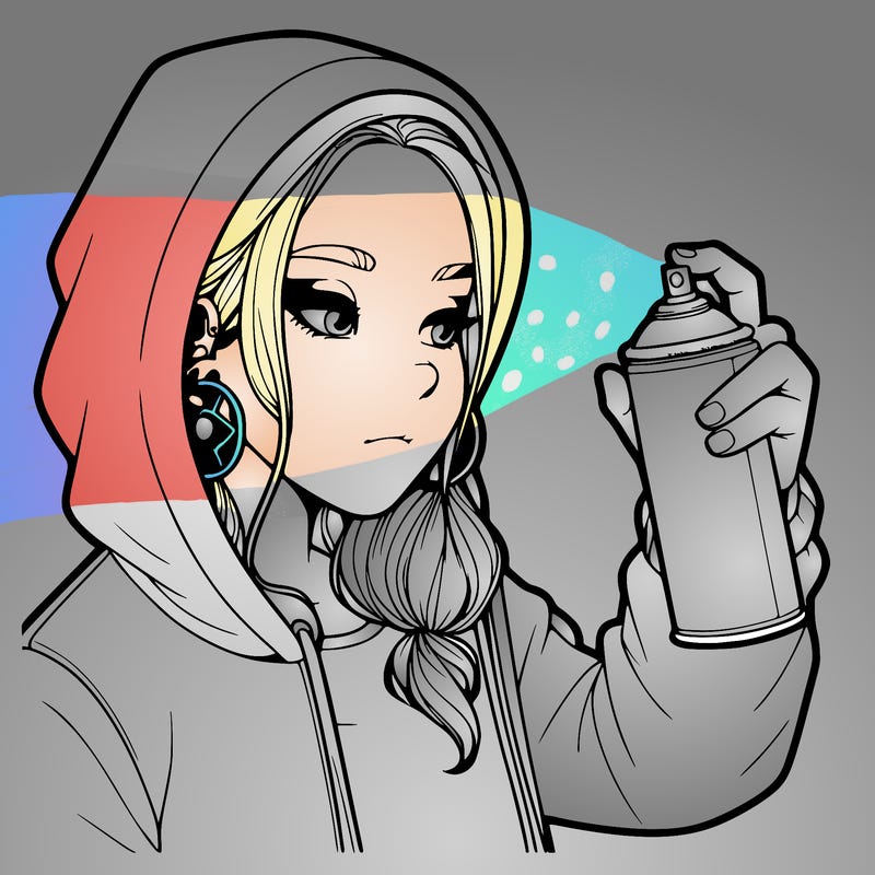 a realistic girl, spray painting