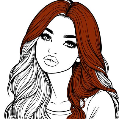 realistic girl with hair on her hair and lips