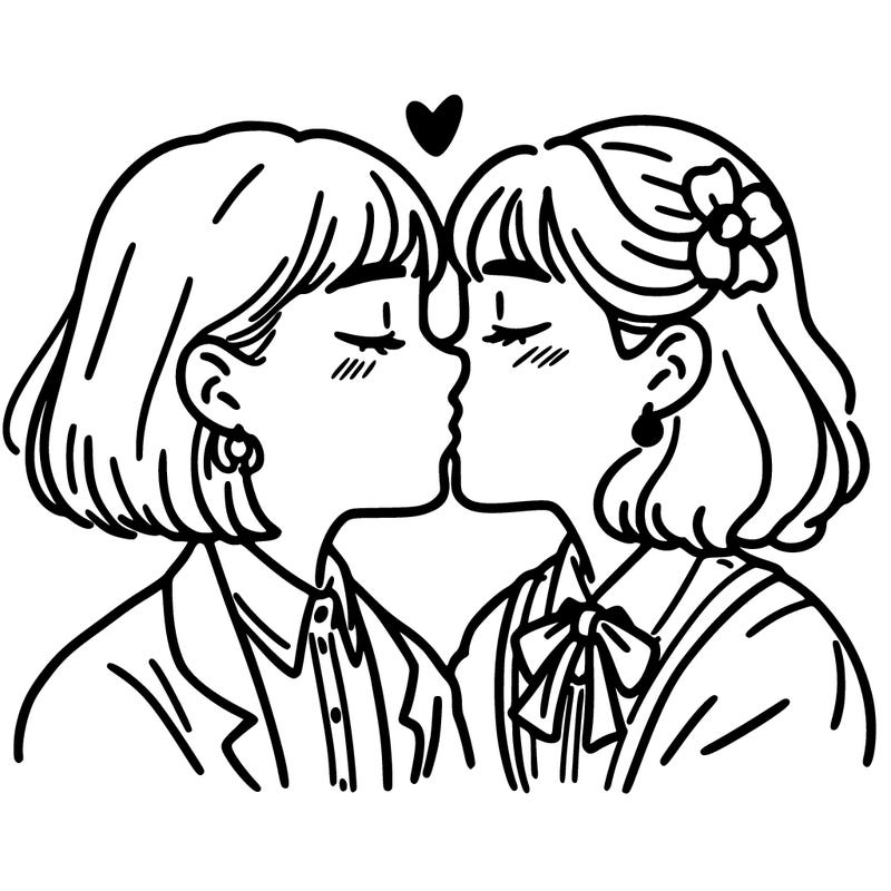 two girls kissing each other