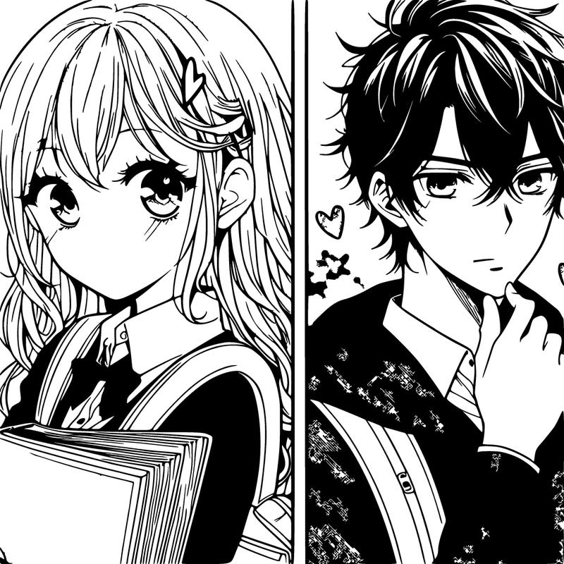 manga pages of a girl and boy romance