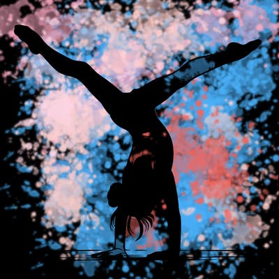 realistic gymnastic hand stand girl in four splits
