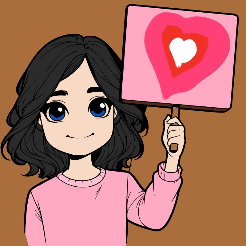 realistic girl holding up a sign