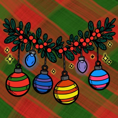 christmas garland with big bulbs