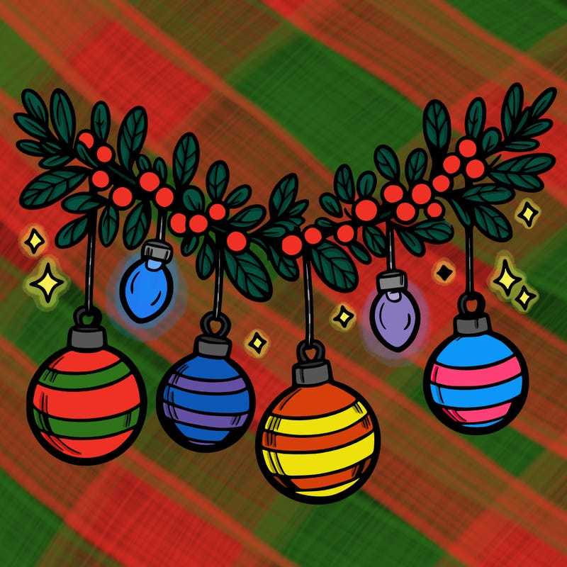 christmas garland with big bulbs