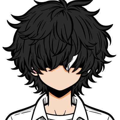 manga boy fluffy hair covering his eyes