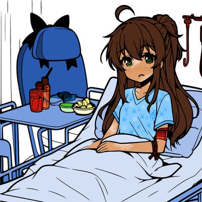 anime girl in hospital bed
