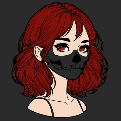 realistic girl with skull