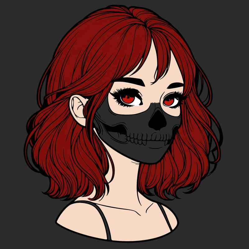 realistic girl with skull