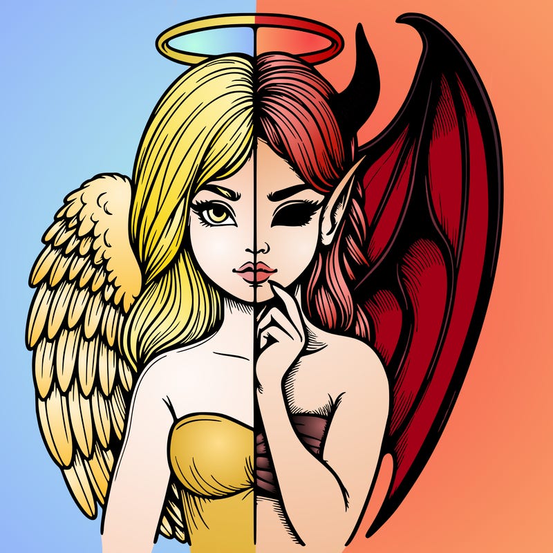 realistic angel half demon