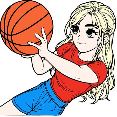 realistic girl playing basketball