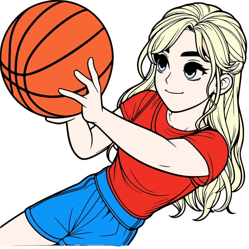 realistic girl playing basketball