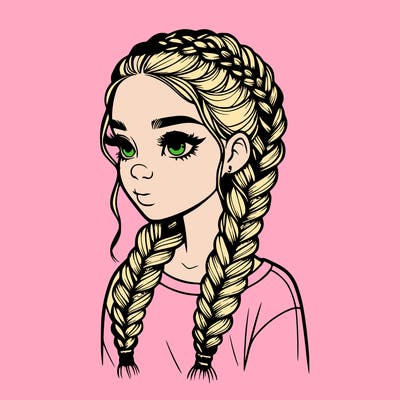 realistic girl with braids