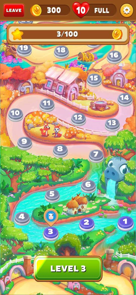Match 3D Master-Matching Games - A colorful level progression map showing a winding path through scenic landscapes in the Match 3D Master game.