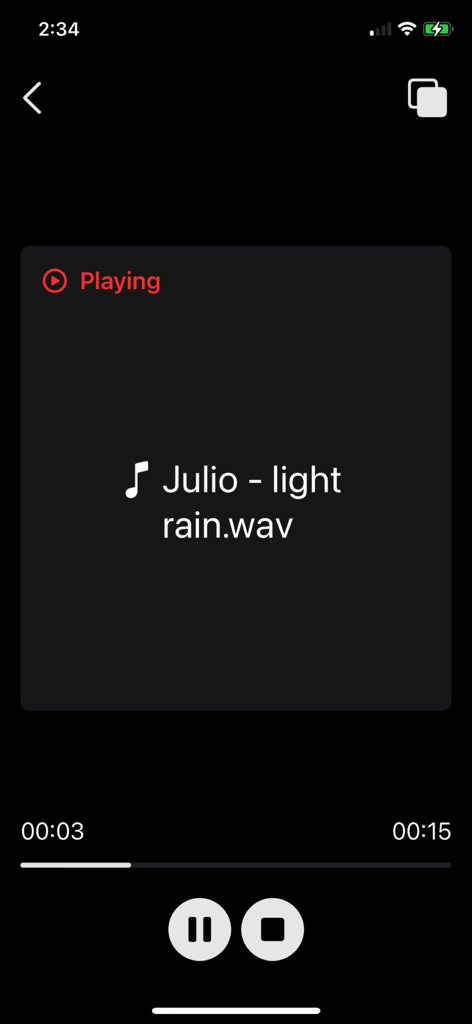 Media Player Plus - The playback screen of the Media Player Plus app playing a wav file