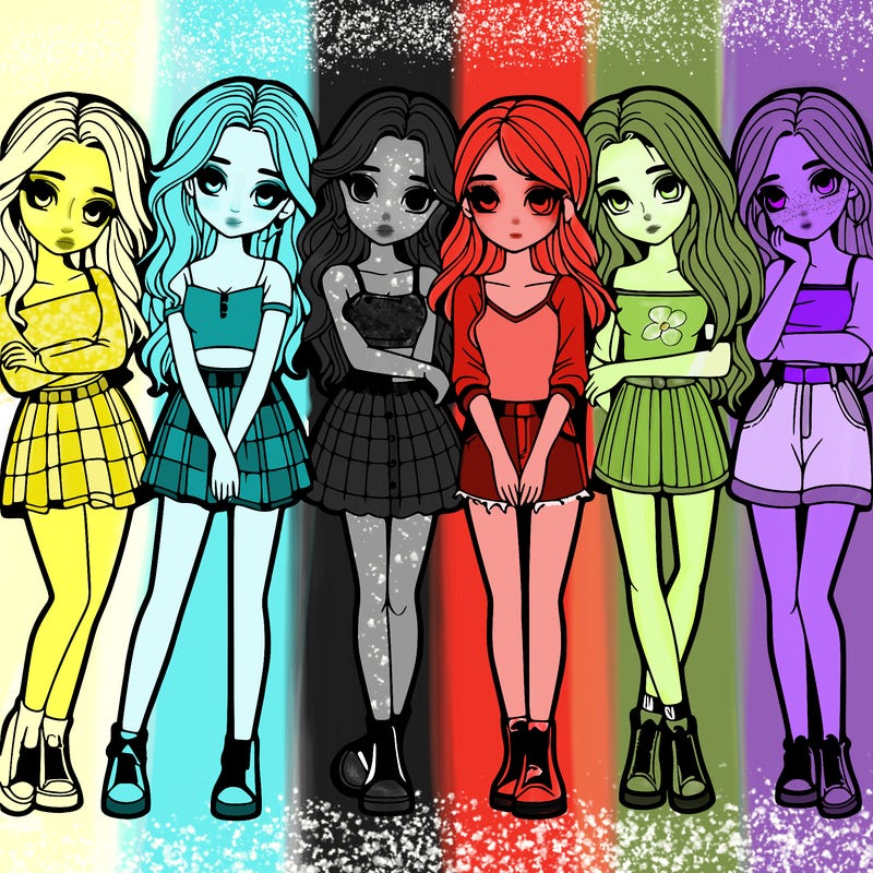 a group of girls realistic