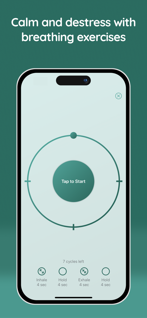 Clarity: CBT Self Help Journal - Guided breathing exercise interface on the Clarity app for stress and anxiety relief