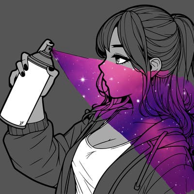 a realistic girl spray, painting