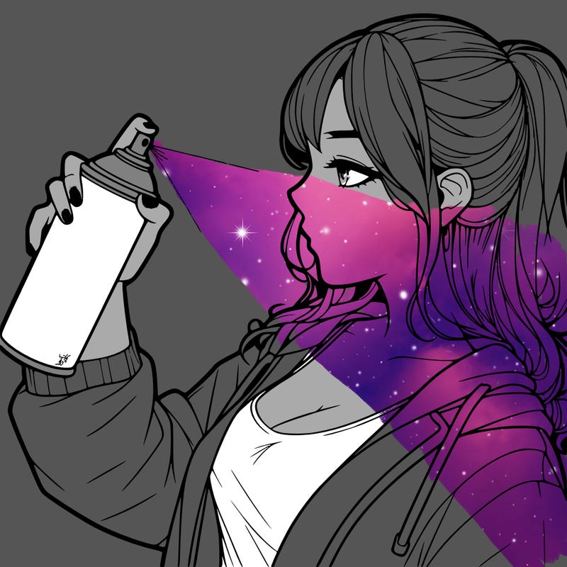 a realistic girl spray, painting