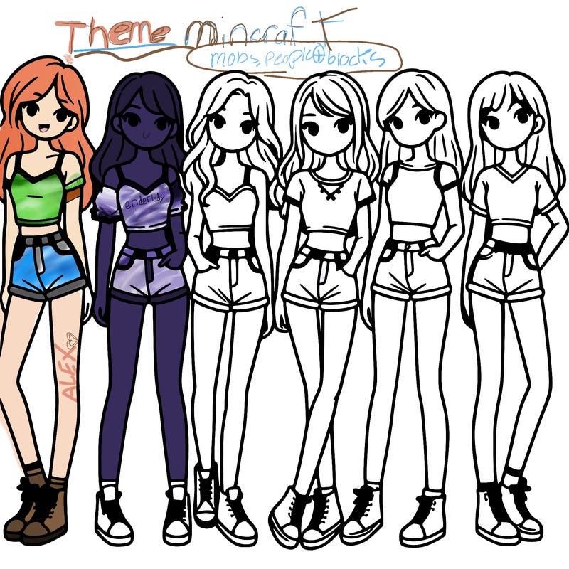 a group of girls wearing crop tops and shorts