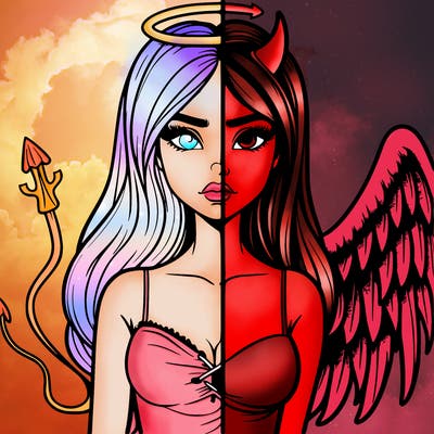devil vs angel realistic girl