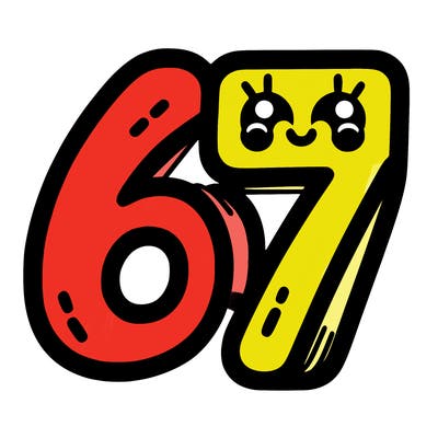 the numbers 67