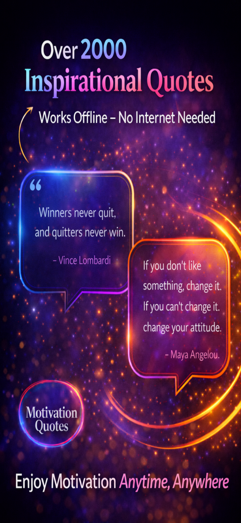 Inspirational quotes from world leaders displayed on a cosmic background in the Motivation Quote app.