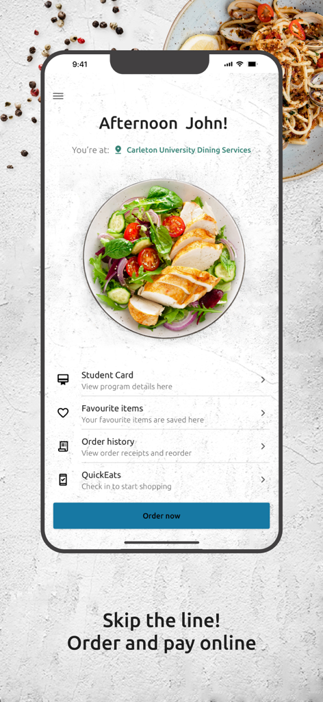 Hey Chef - Hey Chef mobile app home screen for online food ordering and skipping the line