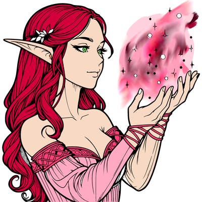 realistic elf girl doing magic