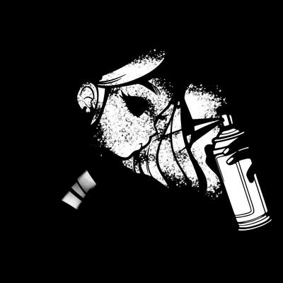 a realistic girl spray painting