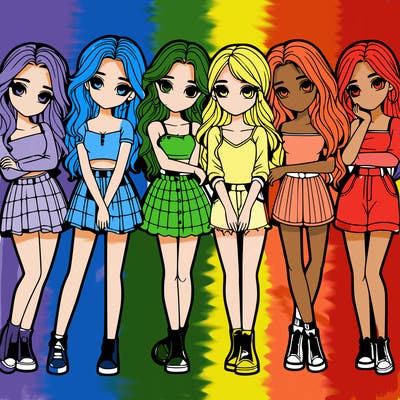 a group of girls realistic