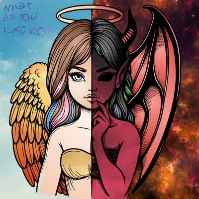 realistic angel half demon