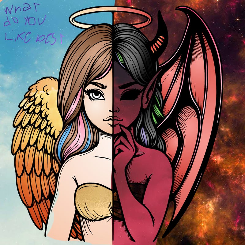 realistic angel half demon