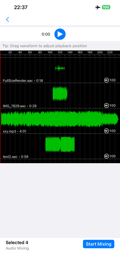 MP3Converter-Video2MP3 & Tools - Interface de mixage audio avec plusieurs formes d'onde pour l'édition