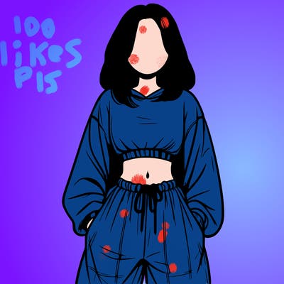 realistic girl faceless with baggy pants and a crop top