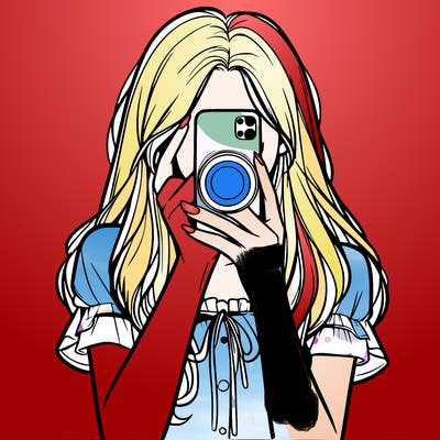 a realistic girl holding her phone taking pictures