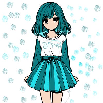 realistic girl with a skirt on