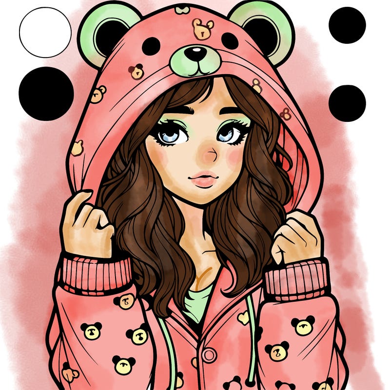 realistic girl in a animal pjs hoodie