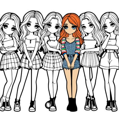 a group of girls realistic