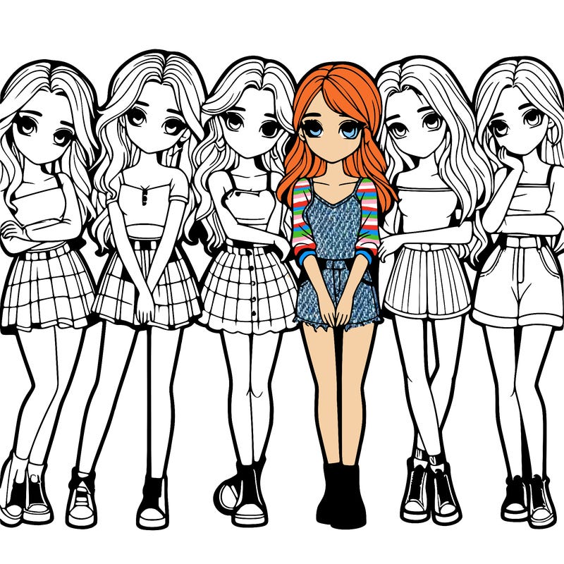 a group of girls realistic