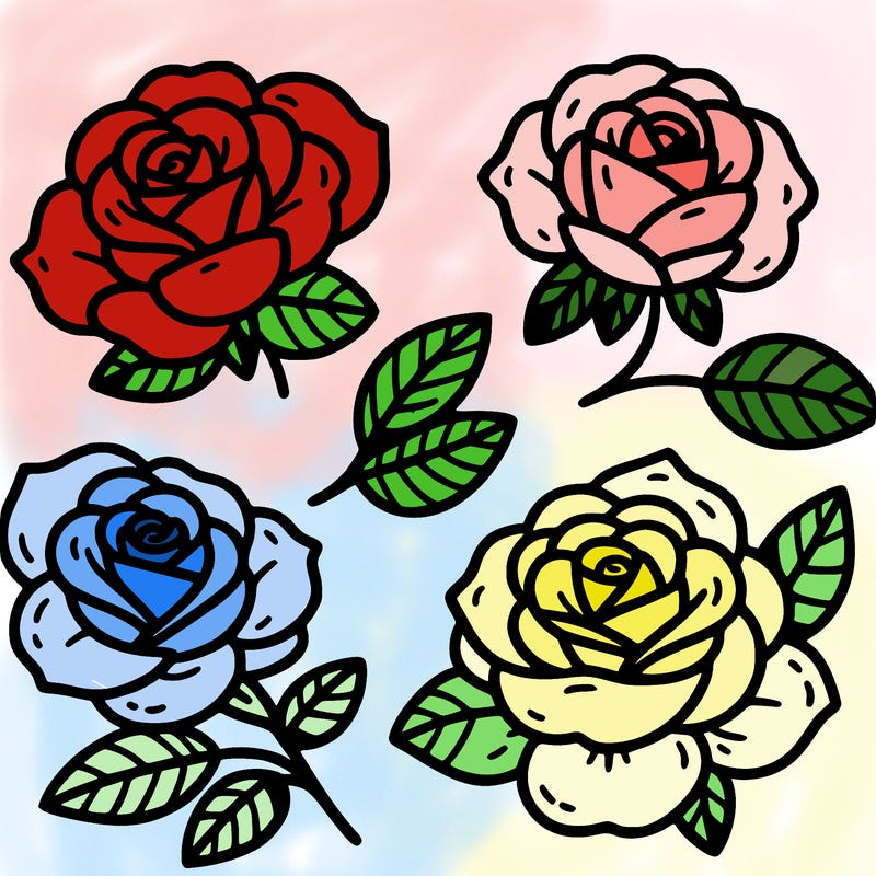 cute four pieces roses