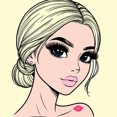 realistic girl with lashes