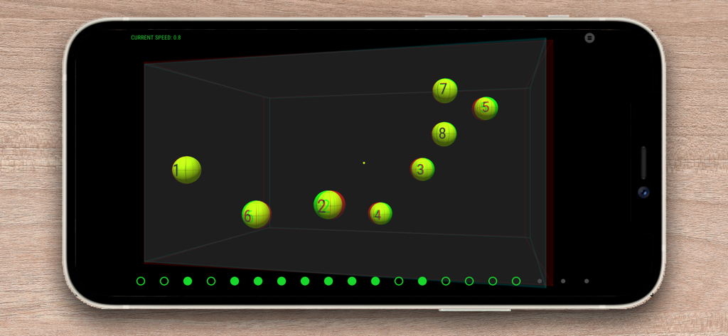 NeuroTrackerX - Interface de suivi d'objets multiples 3D NeuroTrackerX avec des sphères jaunes numérotées